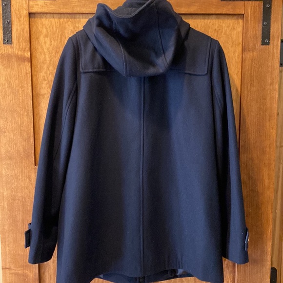 ☃️Liz Claiborne Womens Duffle Hooded Toggle Coat Wool Blend - Navy Blue (Large) - Picture 2 of 14